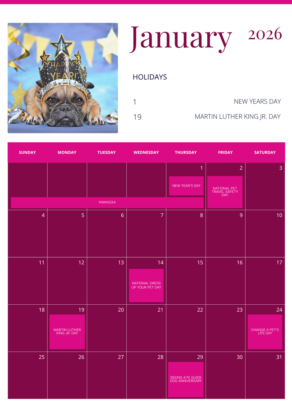 Pet Care Calendar 2026 PDF